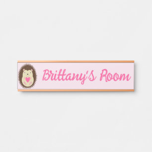 Placa De Porta Lindo Ourinho de Bebê Menina Rosa Nome Personaliza