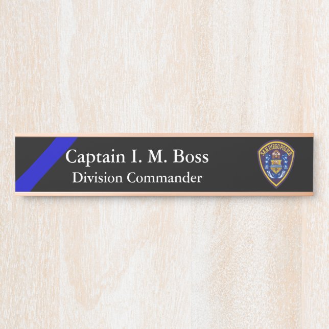 Placa De Porta Linha Azul Fino - Patch da Agência (Frente)