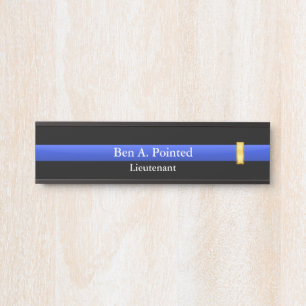 Placa De Porta Linha Azul Fino - Sinal de Porta do Tenente da Pol