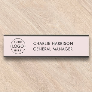 Placa De Porta Logotipo comercial Cor-de-rosa-azul Funcionarios