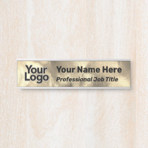 Placa De Porta Logotipo comercial Dourado do Office Decor DIY