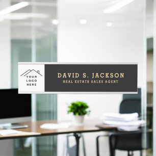 Placa De Porta Logotipo personalizado Black Dourado Professional