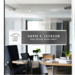 Placa De Porta Logotipo personalizado Black Professional<br><div class="desc">Personalizado adicione o logotipo da sua própria empresa Lúxury executivo Folha preta Metálica Stainless Steel Minimalist Business Name Plate com tipografia branca para os monogramas adicione seu próprio nome e cargo ou posição. A placa de nome profissional de metal pode ser personalizada com seu nome. Entre em contato com o...</div>