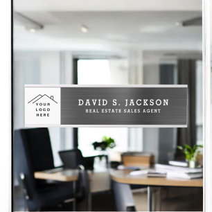 Placa De Porta Logotipo personalizado Black Professional