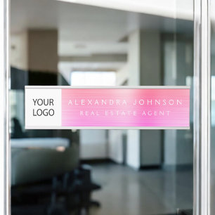 Placa De Porta Logotipo Personalizado - Laranja Cor-de-rosa
