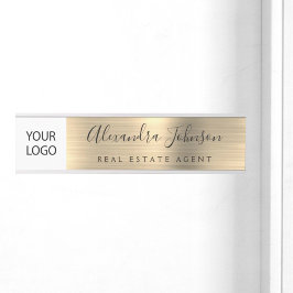 Placa De Porta Logotipo Personalizado Profissional Dourado