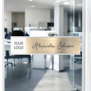 Placa De Porta Logotipo Personalizado Profissional Dourado