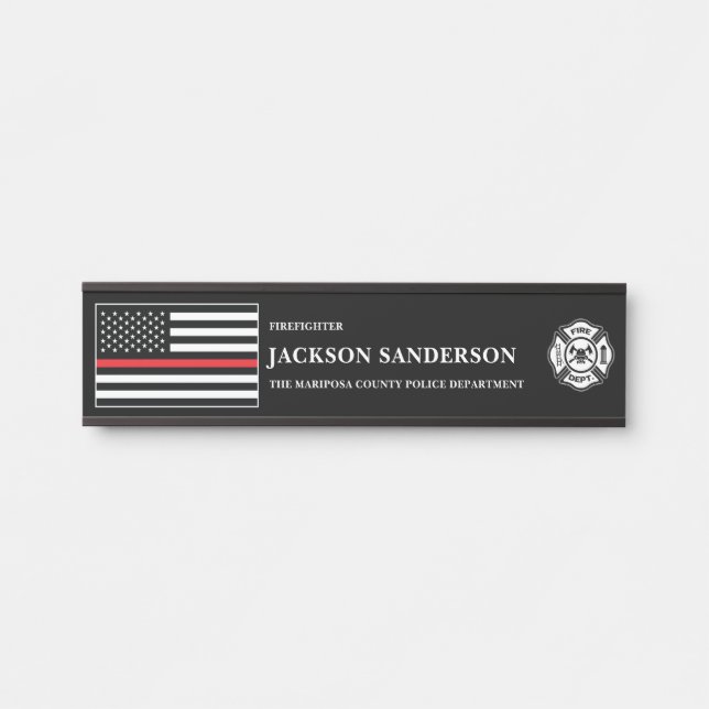 Placa De Porta Logotipo Personalizável do Corpo de Bombeiros (Frente)