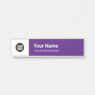 Placa De Porta Logotipo simples para empresas roxas Nome Profissã