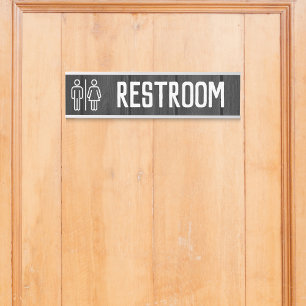 Placa De Porta Madeira Negra Todo Sexo Família Banheiro