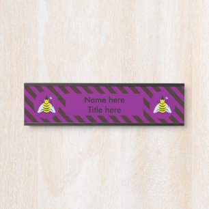 Placa De Porta Mágica de Abelhas do Halloween Roxo e Greve Negra