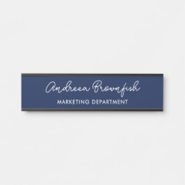 Placa De Porta Marinho Azul Branco Elegante Moderno Empresarial
