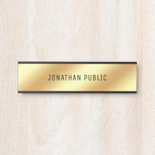 Placa De Porta Minialística Dourada Elegante Preta e Glamor Mode
