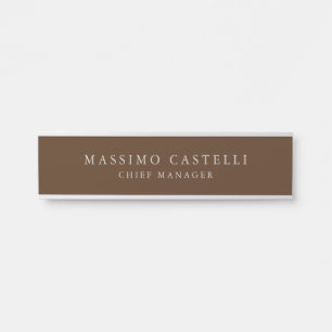 Placa De Porta Minimalista Moderno Sofisticado Marrom Profissiona