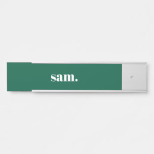 Placa De Porta Minimalista texto personalizado negrito verde