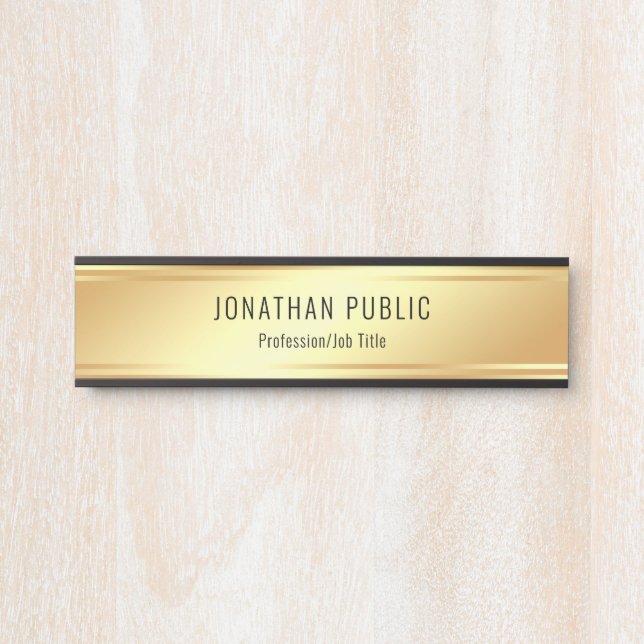 Placa De Porta Modelo de Glamor Dourado Elegante Personalizado (Frente)