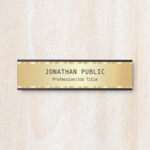 Placa De Porta Modelo de Glamor Dourado Elegante Personalizado