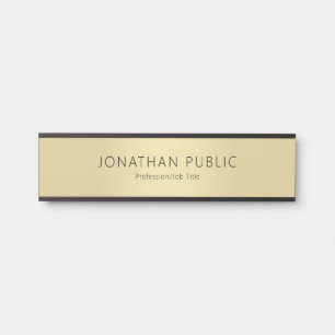 Placa De Porta Modelo de Glamor Dourado Preto Moderno Personaliza