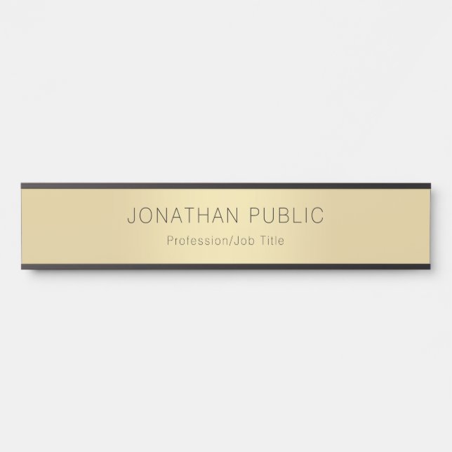 Placa De Porta Modelo de Glamor Preto Dourado Moderno (Frente)