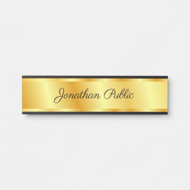 Placa De Porta Modelo de Leitura Dourada com Script de Mão (Frente)