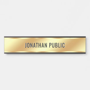 Placa De Porta Modelo de nome de texto personalizado em ouro fals