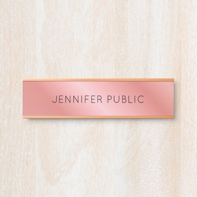 Placa De Porta Modelo de Rosegold Moderno Elegante Personalizado (Frente)