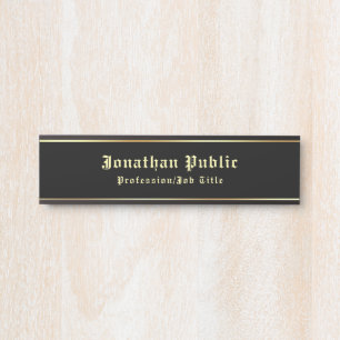 Placa De Porta Modelo de ruído clássico Dourado preto caligrafado