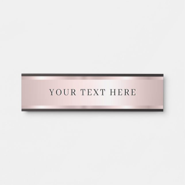 Placa De Porta Modelo de texto personalizado Luxe Rose Gold (Frente)