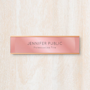 Placa De Porta Modelo Elegante Dourado Rosa moderno personalizado