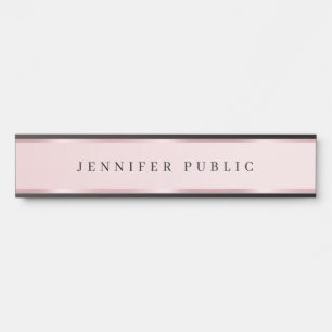 Placa De Porta Modelo Elegante Luxo Rosa Dourado Glamour Personal