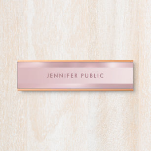 Placa De Porta Modelo Elegante Minimalista Moderno e Rosa Dourado