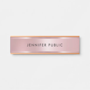Placa De Porta Modelo Elegante Moderno Dourado Rosa