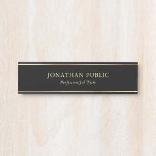 Placa De Porta Modelo elegante moderno preto e Dourado na moda
