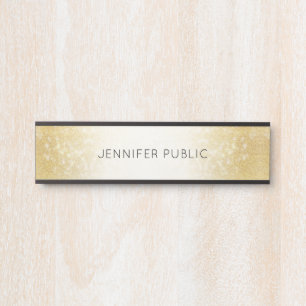 Placa De Porta Modelo Glamorosa Elegante Dourado
