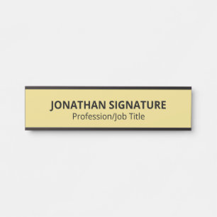 Placa de Porta Modelo Glamouroso Preto Dourado Mod