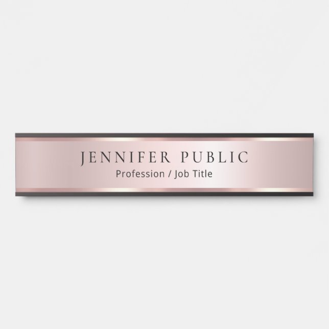 Placa De Porta Modelo Luxuoso Rosa Dourado Moderno e Sofisticado  (Frente)
