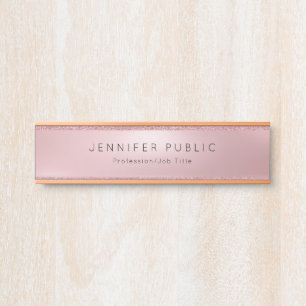 Placa De Porta Modelo moderno do brilho Dourado cor-de-rosa