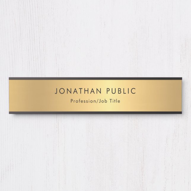Placa De Porta Modelo Moderno Dourado e Glamoroso (Frente)