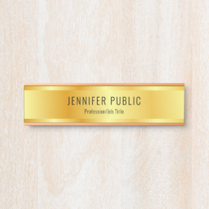 Placa De Porta Modelo Moderno Dourado Elegante Dourado