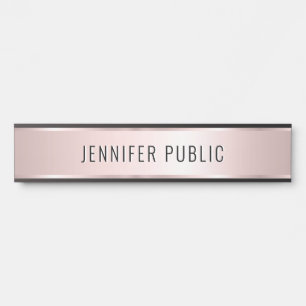 Placa De Porta Modelo Moderno Elegante de Luxo Rosa Dourado