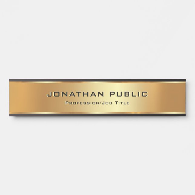 Placa De Porta Modelo Moderno Elegante de Texto Personalizado Pre (Frente)