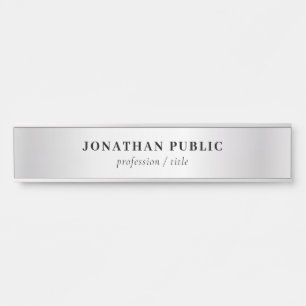 Placa De Porta Modelo Moderno Elegante do Faux Silver Personaliza