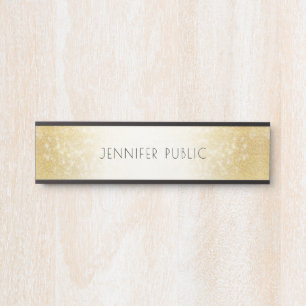 Placa De Porta Modelo Moderno Elegante Glitter Dourado Na moda