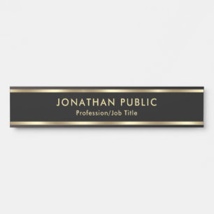 Placa De Porta Modelo Moderno Elegante Tendência Preto e Dourado