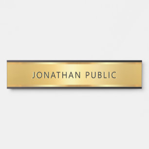 Placa De Porta Modelo Moderno Elegante Tendência Preto e Dourado