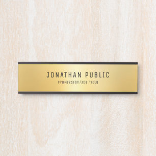 Placa De Porta Modelo Moderno Preto E Dourado