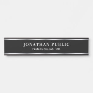 Placa De Porta Modelo personalizado elegante preto e prata Casa