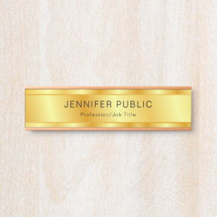 Placa De Porta Modelo Personalizado Moderno e Elegante Dourado