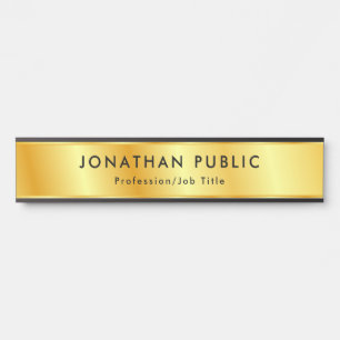 Placa De Porta Modelo Personalizado Moderno e Elegante Dourado