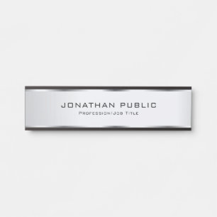 Placa De Porta Modelo personalizável do moderno Elegant Silver